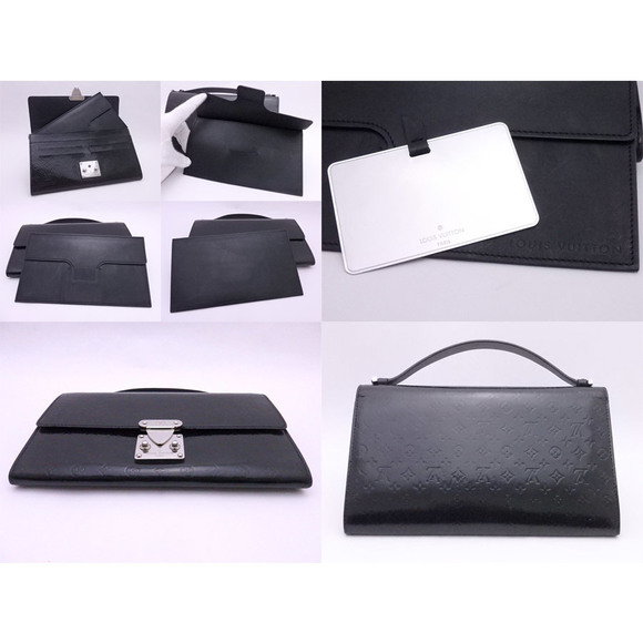 Louis Vuitton Black Mini Clutch Leather Anushka Glace MM - Picture 1 of 3